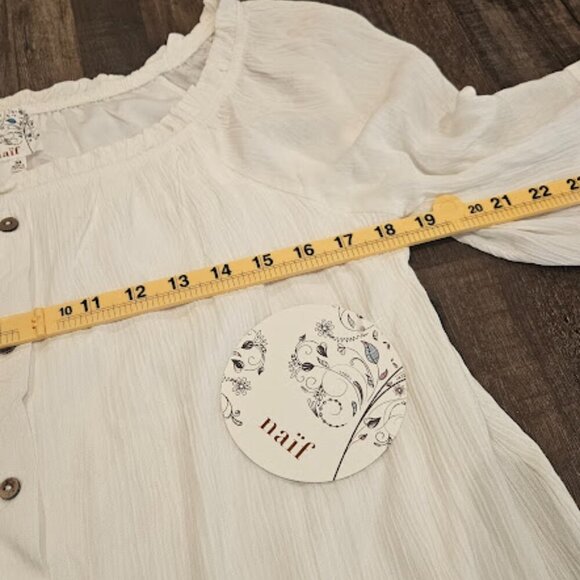 Naif Dress Women Medium White Button Up Prairie Half Flutter Sleeve Ruffle New - Picture 3 of 8